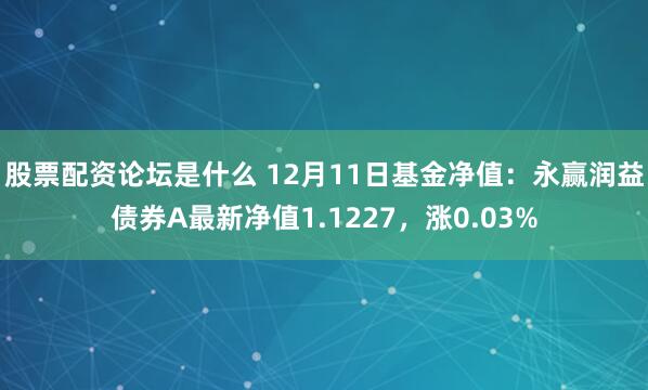 股票配资论坛是什么 12月11日基金净值：永赢润益债券A最新净值1.1227，涨0.03%