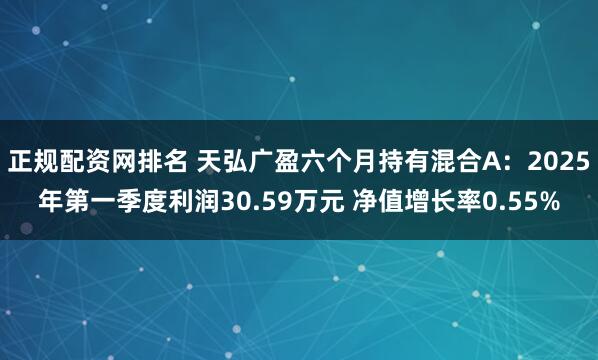 正规配资网排名 天弘广盈六个月持有混合A：2025年第一季度利润30.59万元 净值增长率0.55%