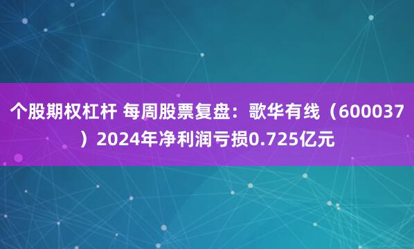 个股期权杠杆 每周股票复盘：歌华有线（600037）2024年净利润亏损0.725亿元