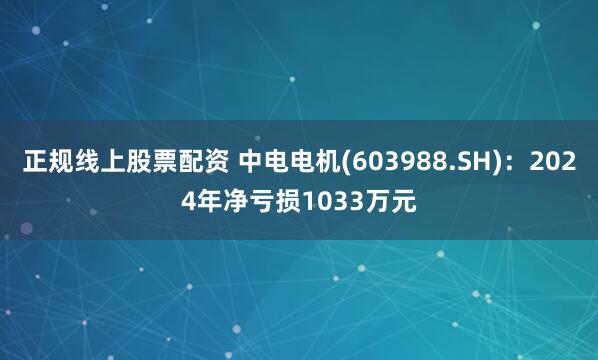 正规线上股票配资 中电电机(603988.SH)：2024年净亏损1033万元