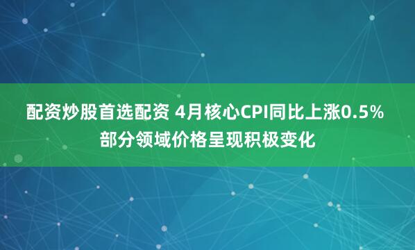 配资炒股首选配资 4月核心CPI同比上涨0.5% 部分领域价格呈现积极变化